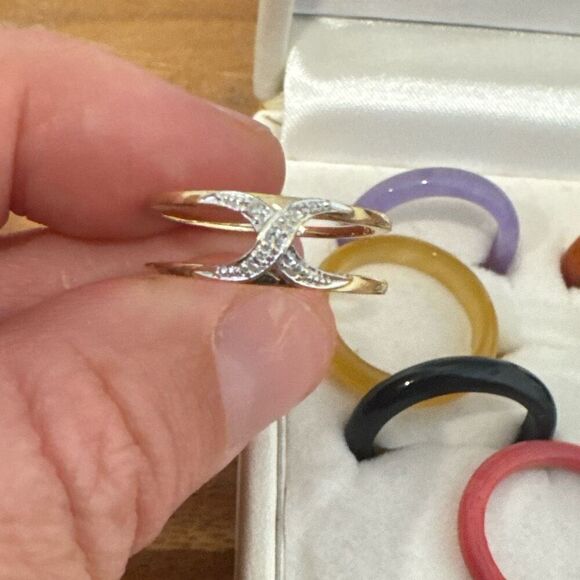 Vintage 14K Gold Interchangeable Ring Set with Diamonds size 7 - Picture 6 of 8